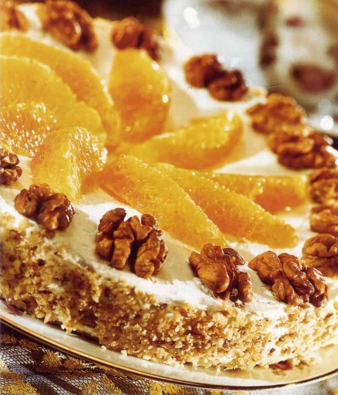 Рецепт - Торт с апельсинами и орехами