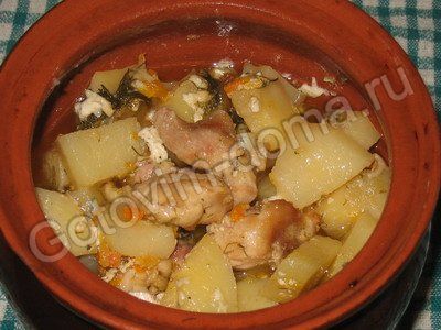Рецепт - Картофель и курица в сливочном соусе