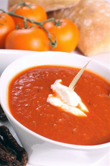 Рецепт - Суп-пюре из помидоров, риса и сладкого перца