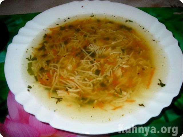 Рецепт - Вермишелевый суп (первые блюда)