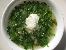Рецепт - Зеленый суп с крокетами из яиц