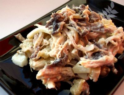 Рецепт - Салат из мандаринов, грибов, сыра и перца