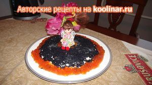 Рецепт - Блинный торт с чёрной икрой