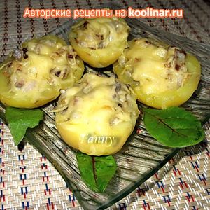 Рецепт - Картофель, фаршированный сельдью и грибами